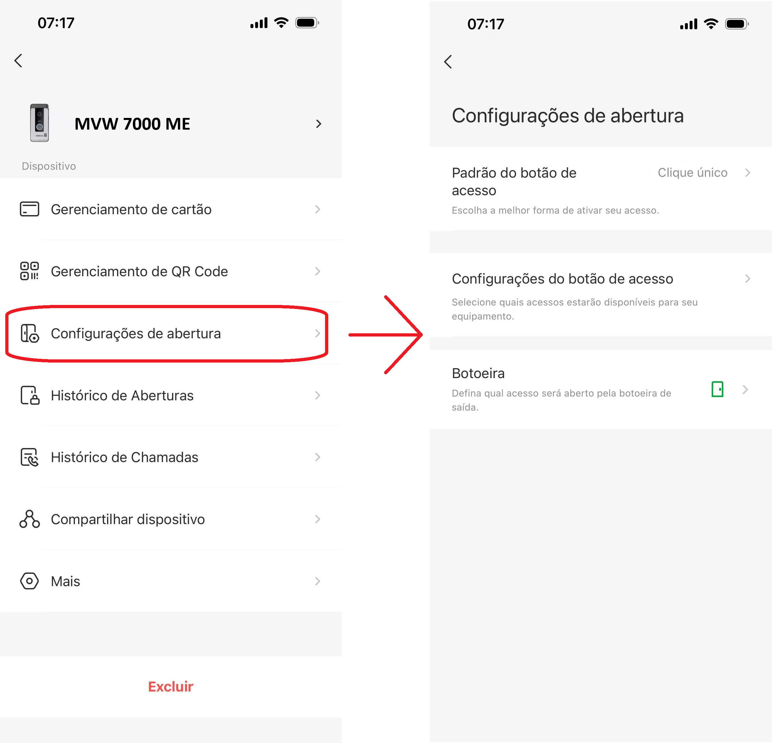 Configurações de Aberturas
